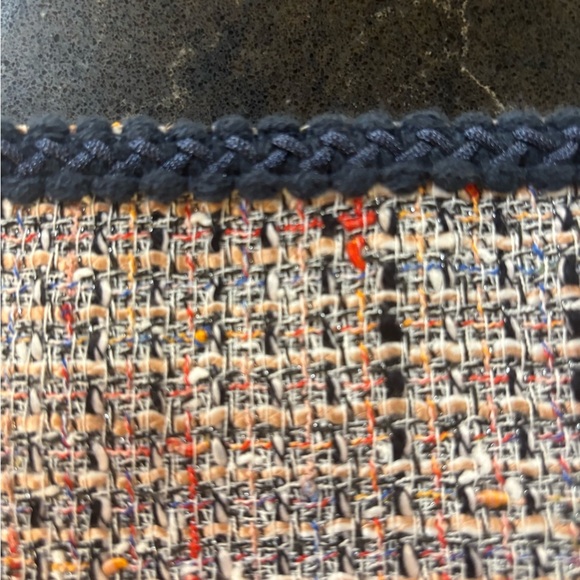 LOFT  Career Skirt  Size 6 Navy Peach  Tweed  Front Pockets  Lined Above Knee - Picture 7 of 9